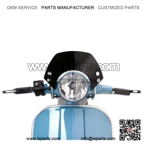 SMALL BLACK FLYSCREEN WITH CHROME BRACKETS ?C For Vespa PX, LML, Star
