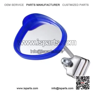 Left Blue & White Clamp-On Legshield Mirror for VESPA PX, VBB, Super, Rally & Sprint.
