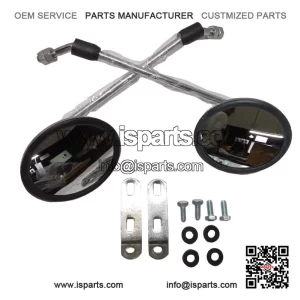 Chrome Headset Mirrors (Left & Right) with Brackets for VESPA PX 125, P200E & PX150.
