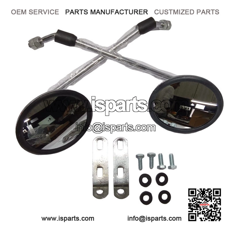 Chrome Headset Mirrors (Left & Right) with Brackets for VESPA PX 125, P200E & PX150.