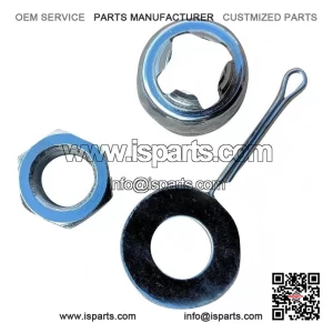 Chrome Rear Hub Locking Nut Kit for PX/LML/T5 ?C 4-piece set with pin, washer & cap.