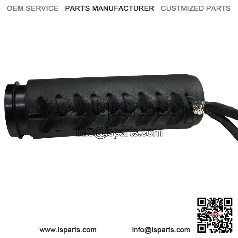 Leather Motorcycle Hand Grip Covers with Beads ?C Black ?C Throttle Wraps - Image 2