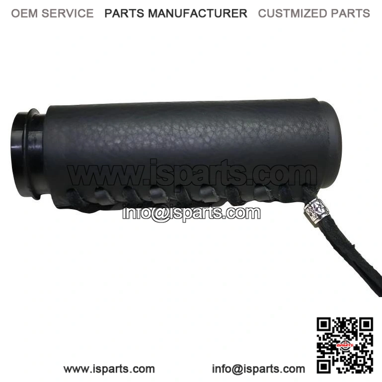 Leather Motorcycle Hand Grip Covers with Beads ?C Black ?C Throttle Wraps - Image 3