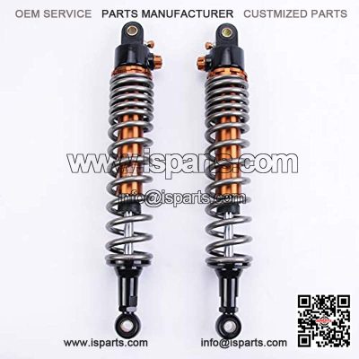 1 Pair Shock Absorbers 410mm 16.1 inches Round Ends Motorcycle Replacement Universal for Scooter Atv Quad Dirt Sport Bike Go Kart Suzuki Kawasaki Yamaha Ducati Grey